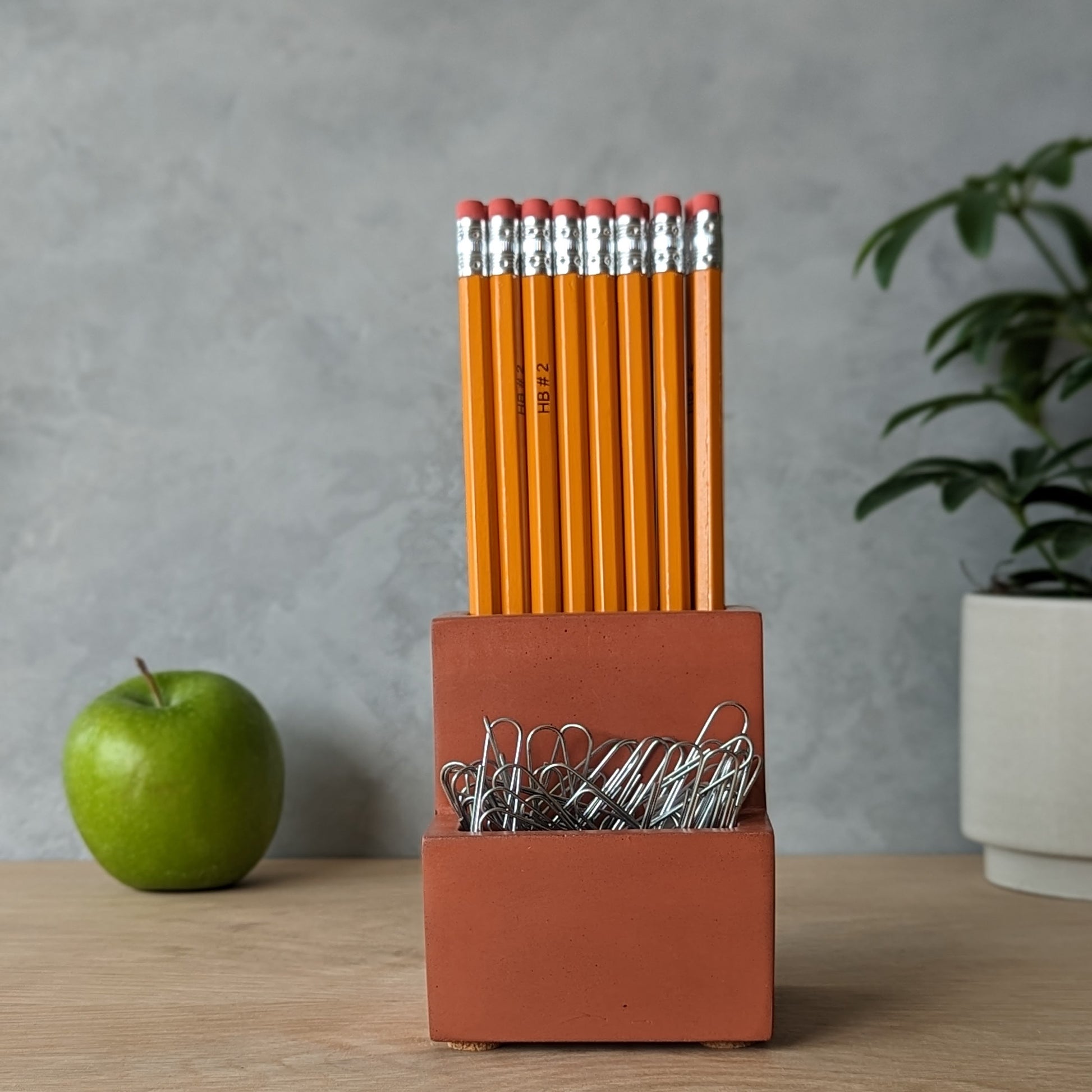 Concrete Desk Organizer. Pen Holder. Paperclip Tray. Catch All. Modern Office Decor. Gift for Husband. Make-up Brush Holder