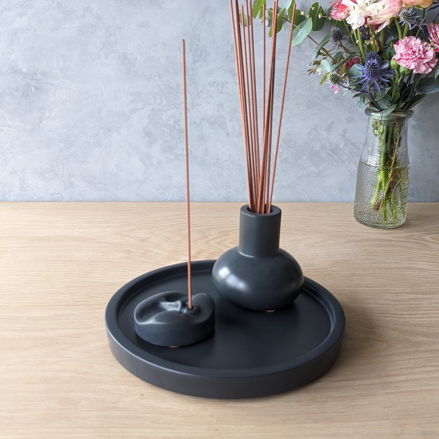 Concrete Incense Burner Set with Holder and Tray